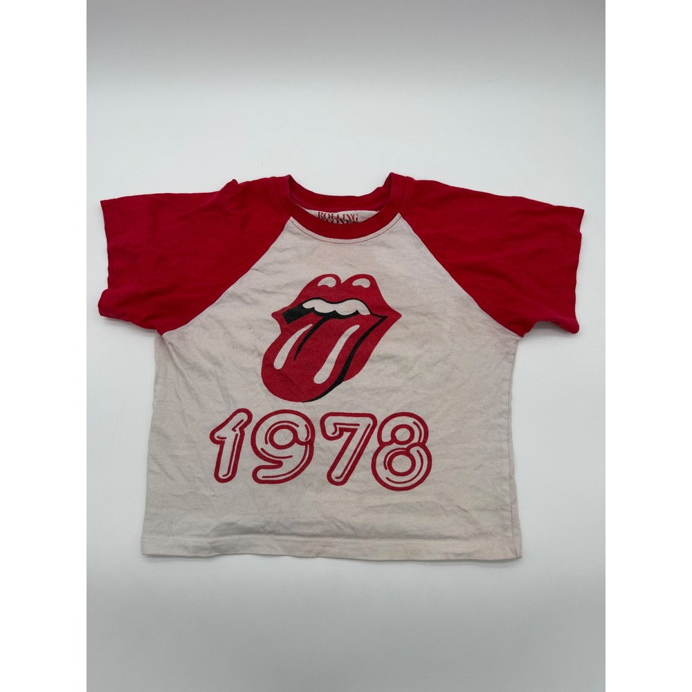 Rolling Stones 1978 Graphic Raglan T-Shirt Red Cream Cotton Size 7/8